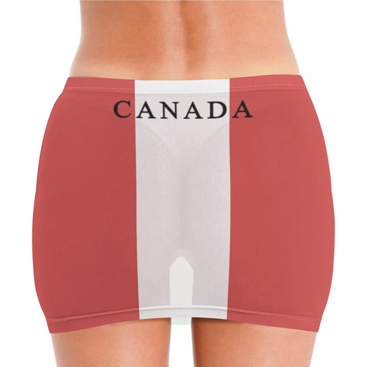 Canada Flag Inspired Women’s See Through Sheer Mesh Bodycon Skirt