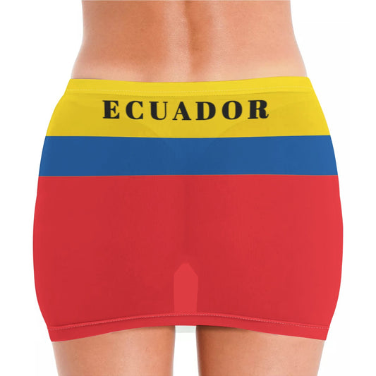 Ecuador Flag Inspired Women’s See Through Sheer Mesh Bodycon Skirt