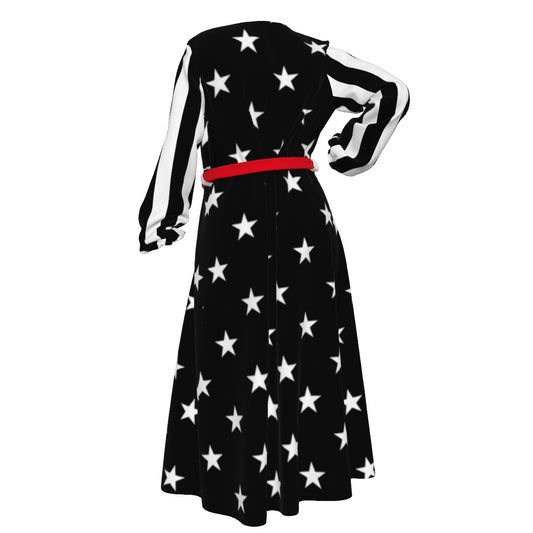 Thin Red Line Flag Inspired Women’s Lace-up Chiffon Robe