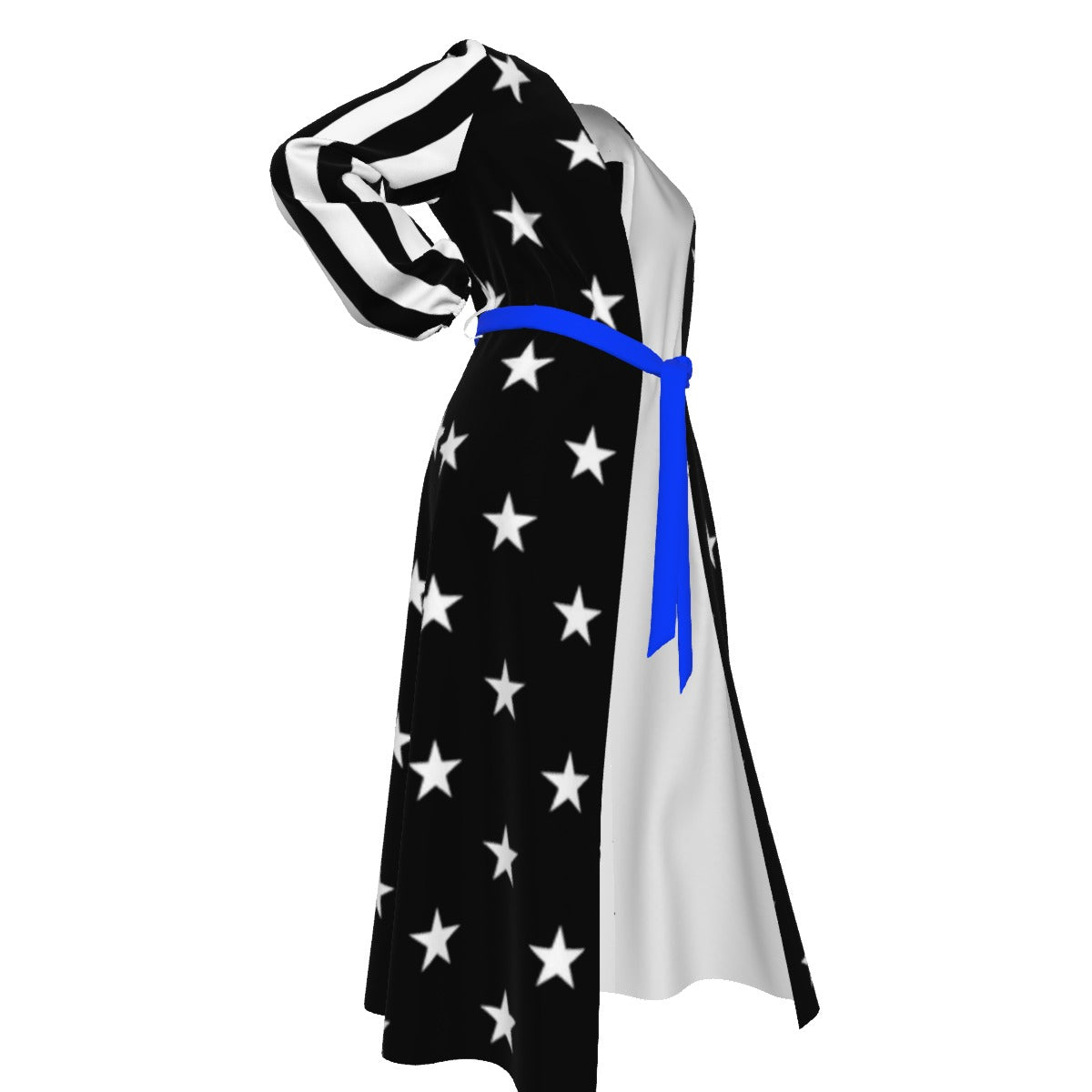 Thin Blue Line Flag Inspired Women’s Lace-up Chiffon Robe