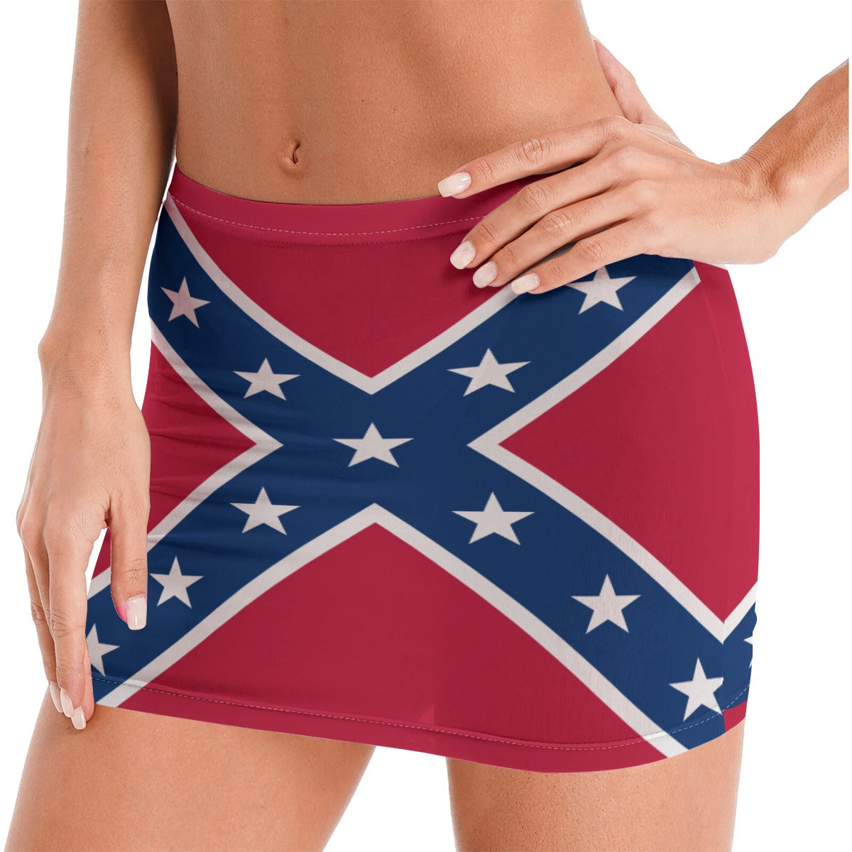 Confederate States Battle Flag Inspired Women’s See Through Sheer Mesh Bodycon Skirt