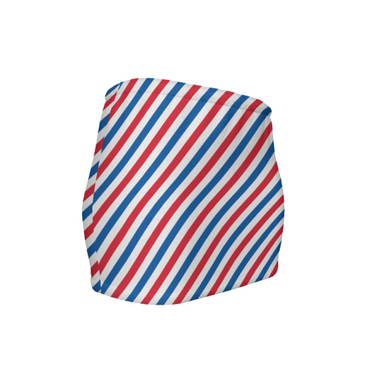 USA/American Flag Inspired Striped Pattern Women’s Slinky Micro Mini Skirt