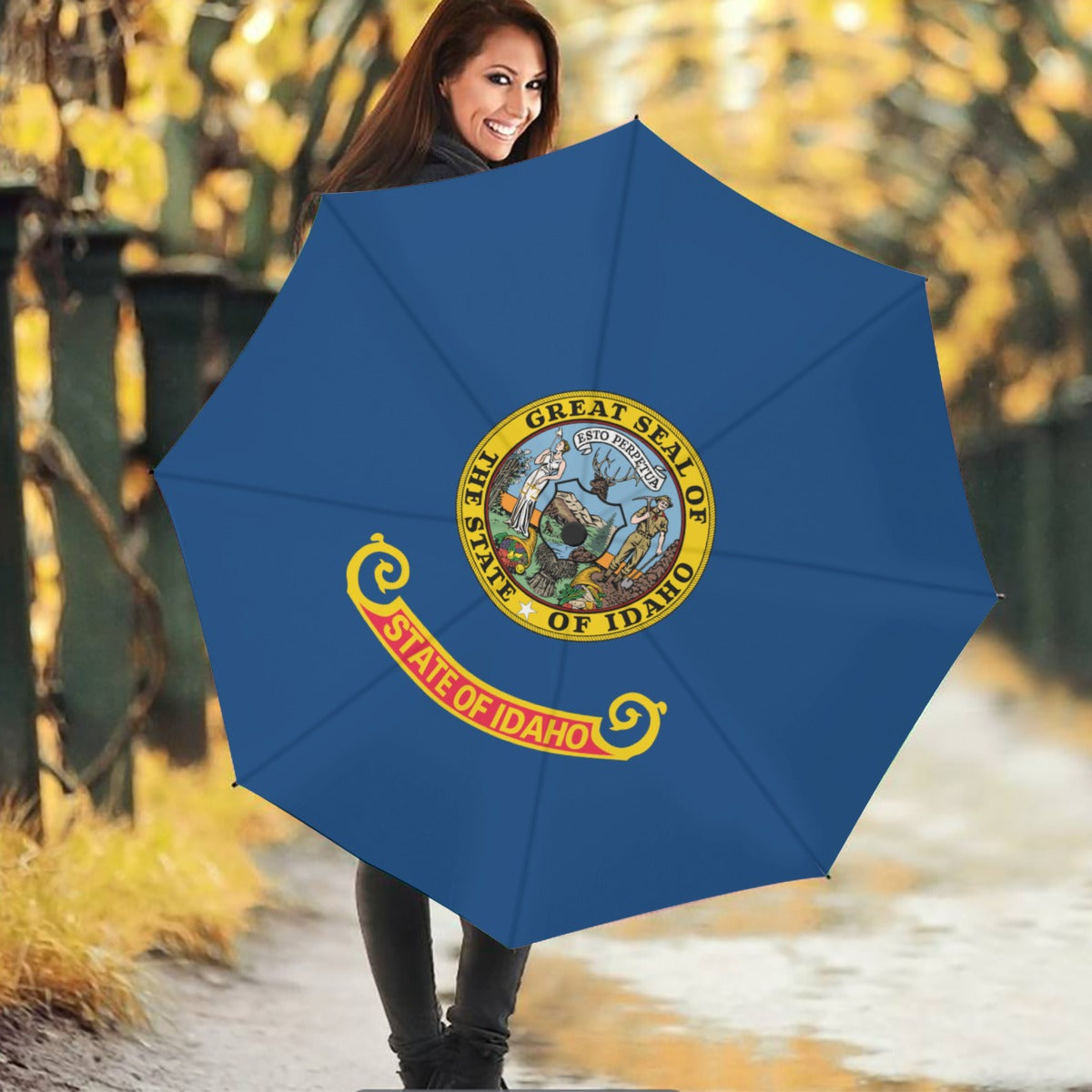 Idaho State Flag Auto Open & Close Travel Umbrella