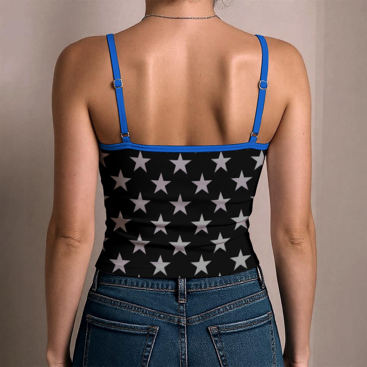 Thin Blue Line Flag Inspired Snake Women's Spaghetti Strap Tank Top