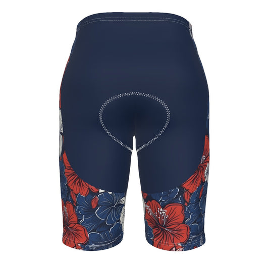 USA/American Flag Inspired Hawaiian Floral Pattern Men’s Cycling Shorts