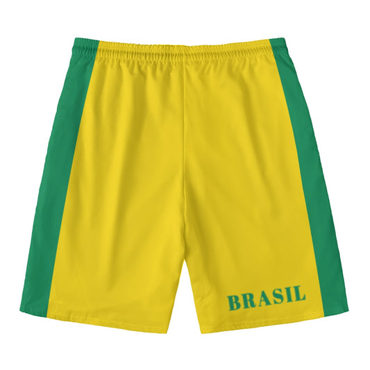 Yellow and green Brasil shorts by Luv My Flag.