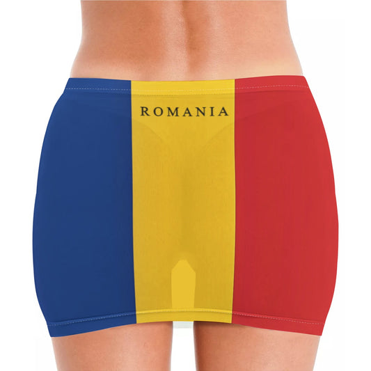 Romania Flag Inspired Women’s See Through Sheer Mesh Bodycon Skirt