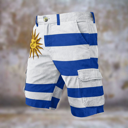Uruguay Flag Inspired Men’s Cargo Shorts