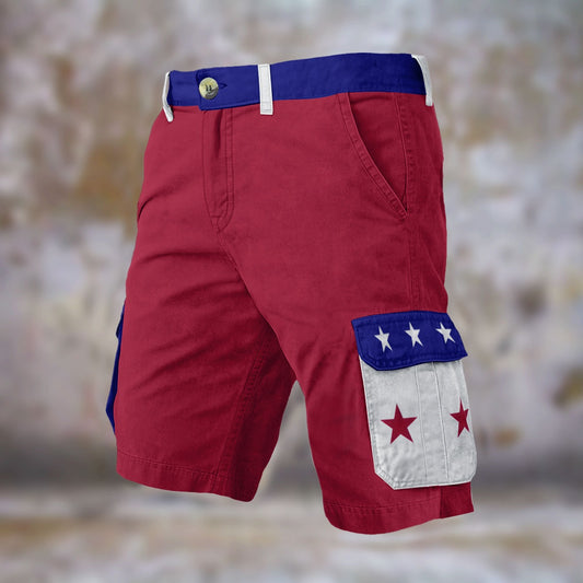 USA/American Flag Colors and Stars Mens Cargo Shorts