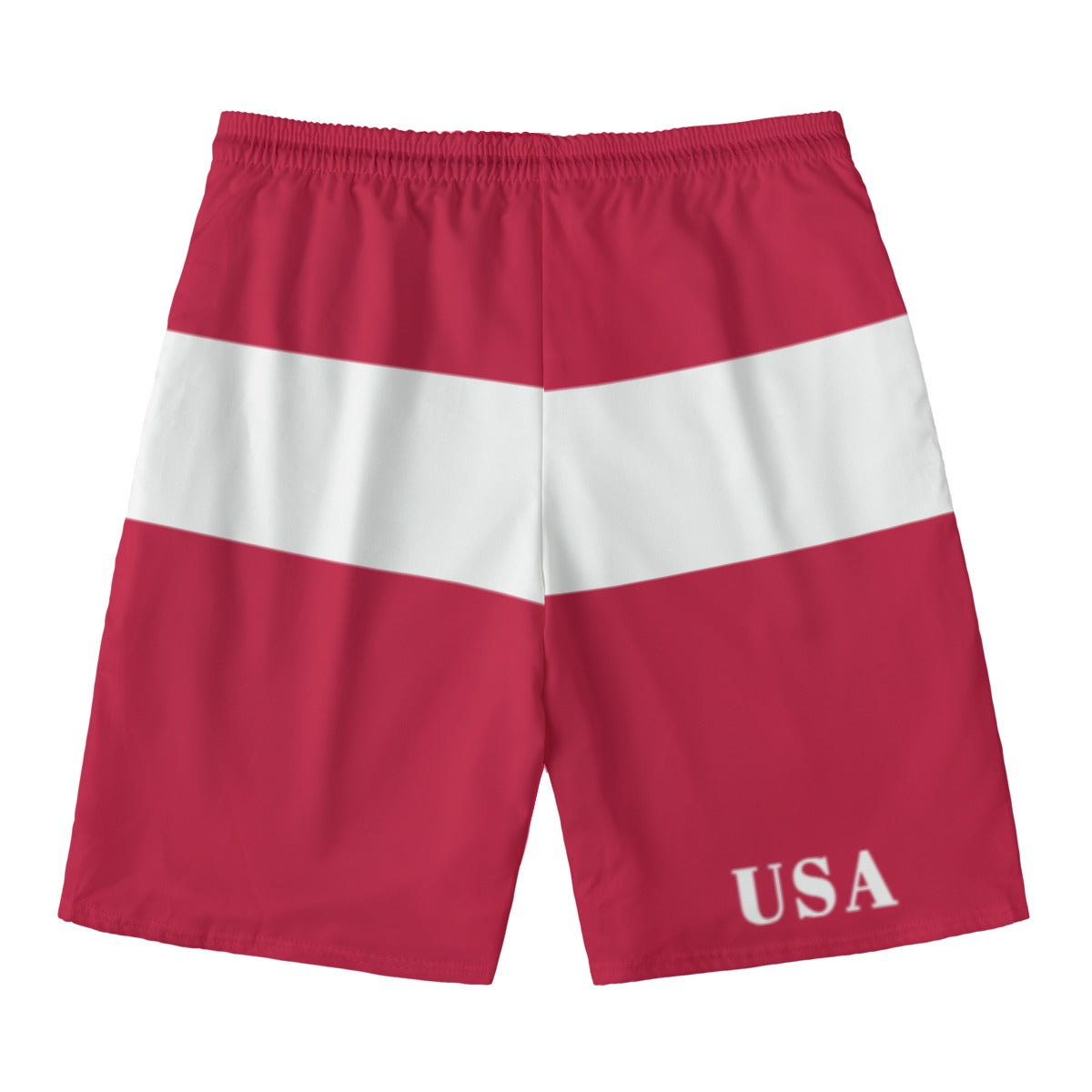 Red and white shorts with USA, Luv My Flag.
