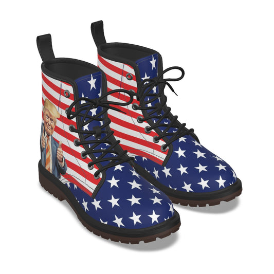 USA/American Flag Inspired Trump Thumbs Up Women's Derby Laced Boots