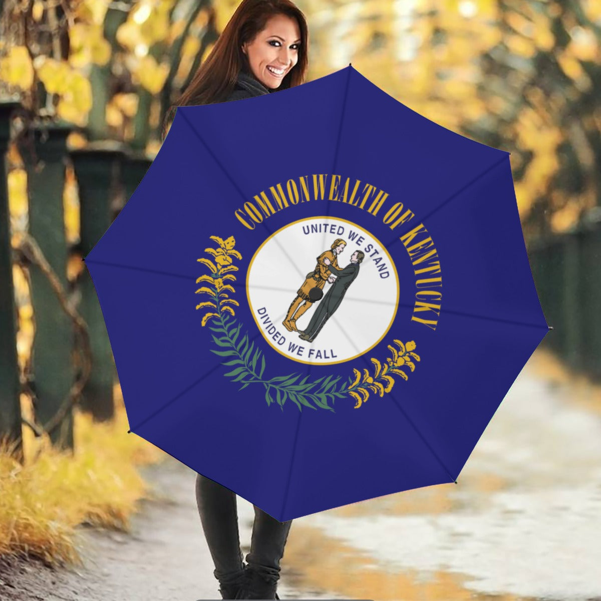 Kentucky State Flag Auto Open & Close Travel Umbrella