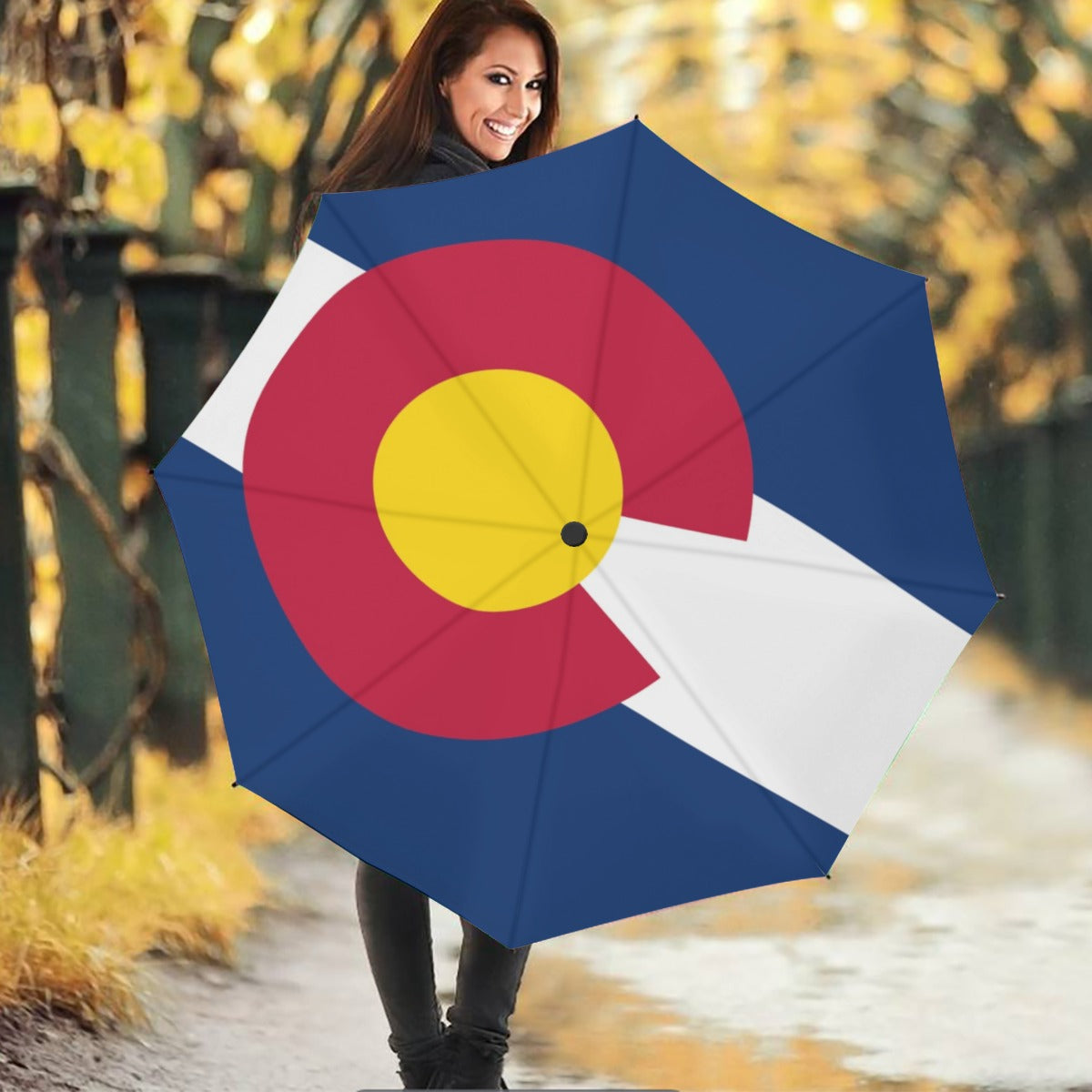 Colorado State Flag Auto Open & Close Travel Umbrella