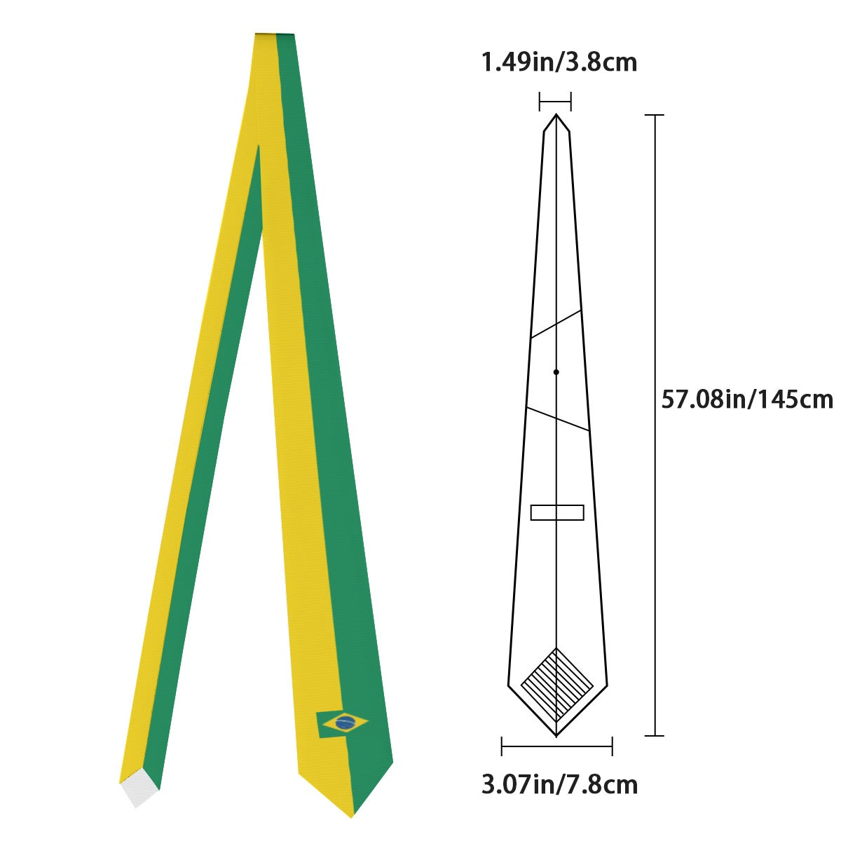 Brazil Flag Inspired Necktie for Charismatic Formal Style
