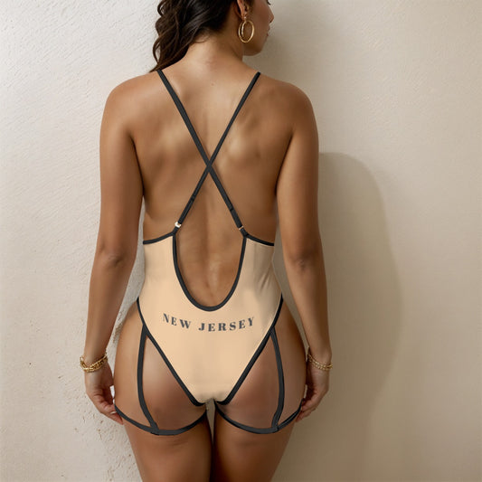 New Jersey Flag Inspired Women's Sexy Tie One-Piece Swimsuit