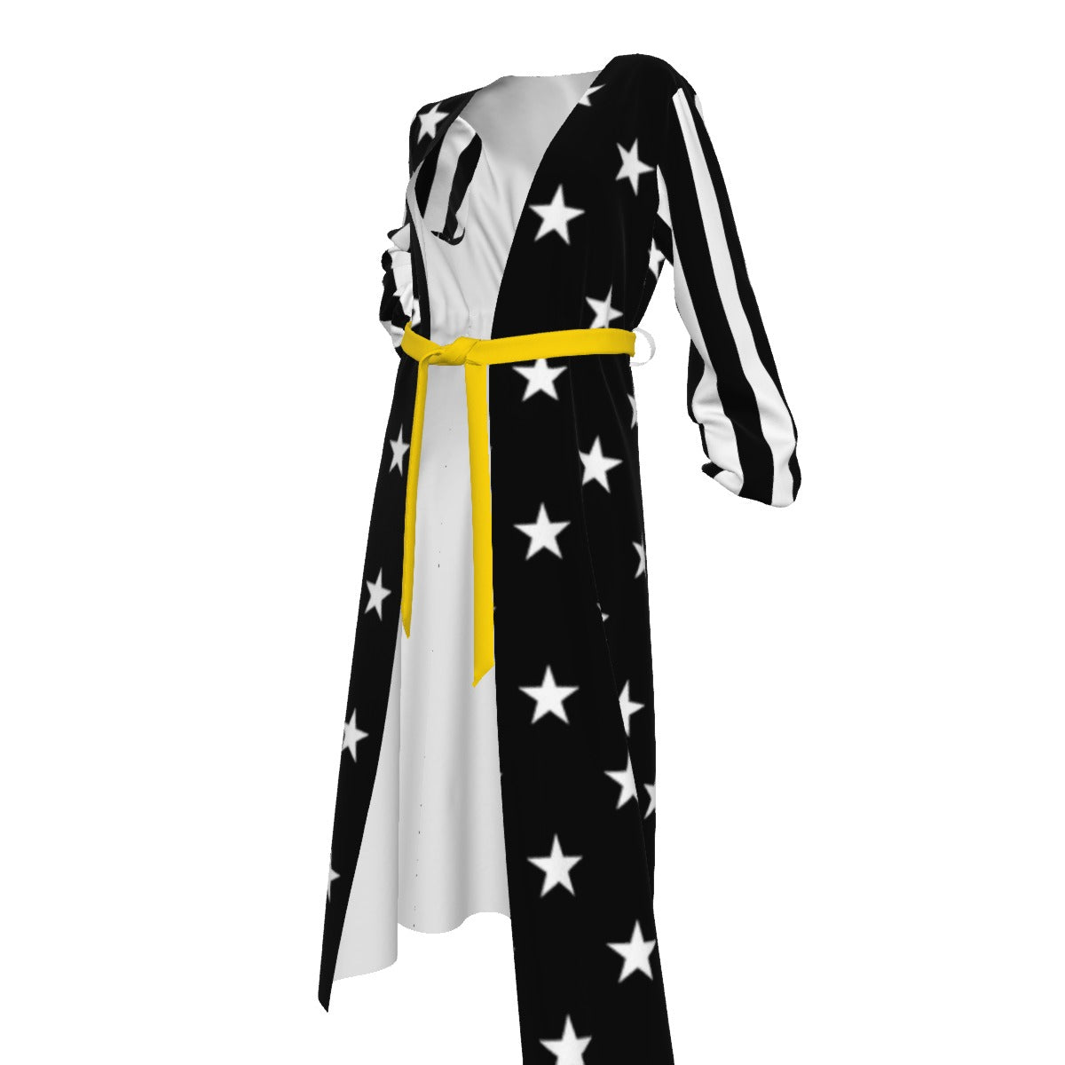 Thin Gold Line Flag Inspired Women’s Lace-up Chiffon Robe