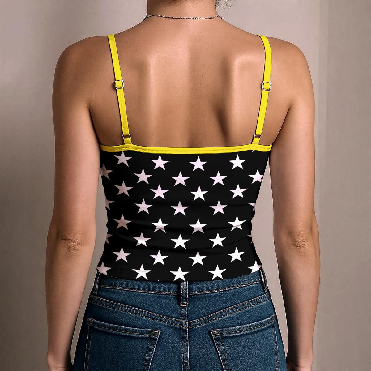 Thin Gold Line Flag Inspired Women's Spaghetti Strap Tank Top