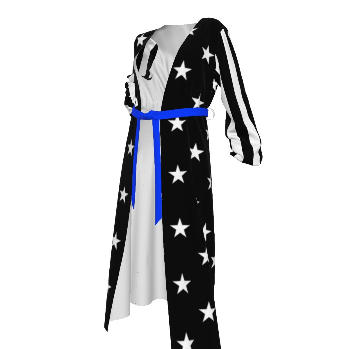 Thin Blue Line Flag Inspired Women’s Lace-up Chiffon Robe