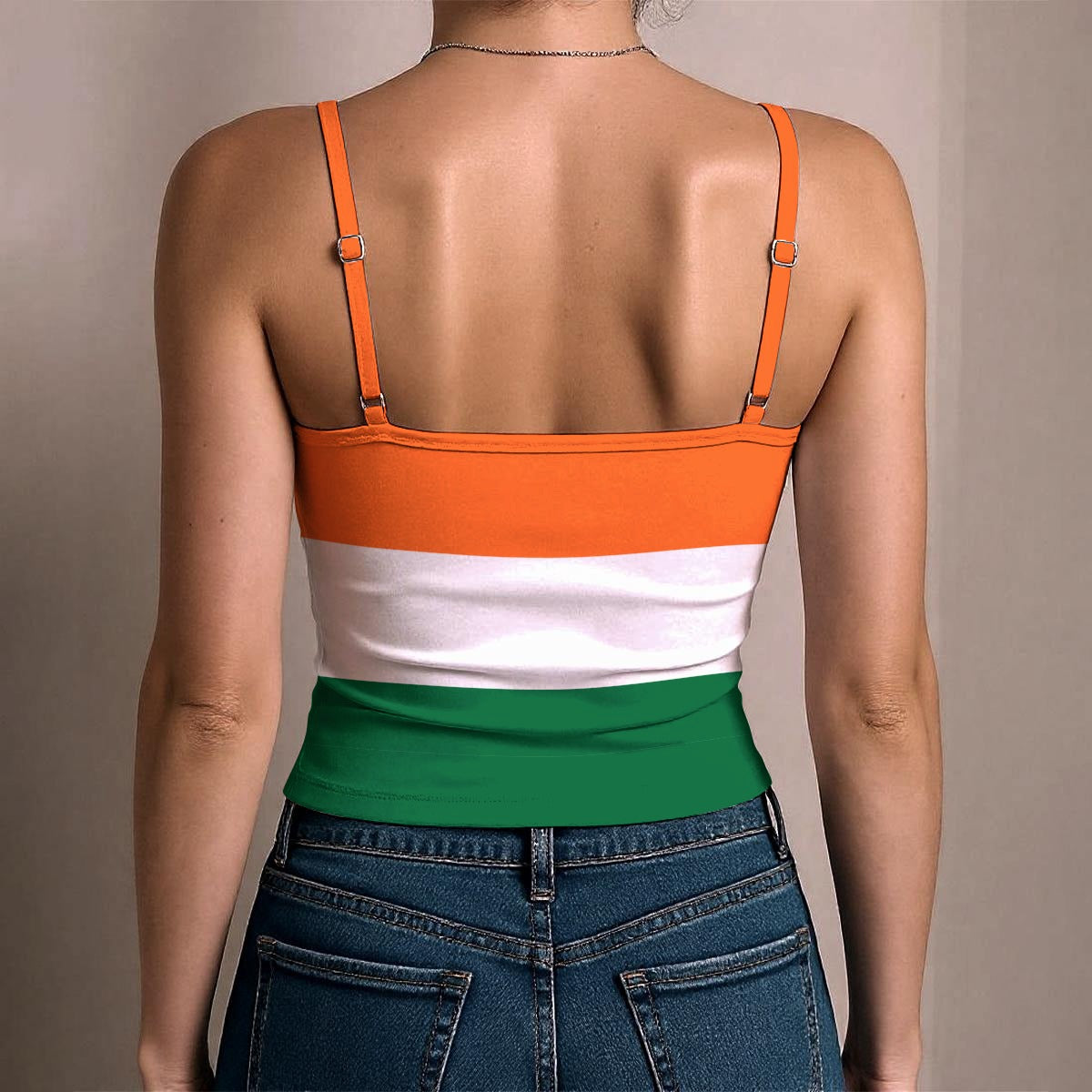 India Flag Inspired Women's Spaghetti Strap Tank Top
