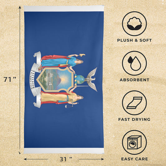 New York Flag Beach Towel 31"x71" (Made in USA)