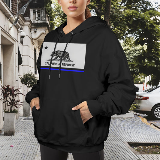 California Thin Blue Line Flag Women's Hoodie (Made in the USA)