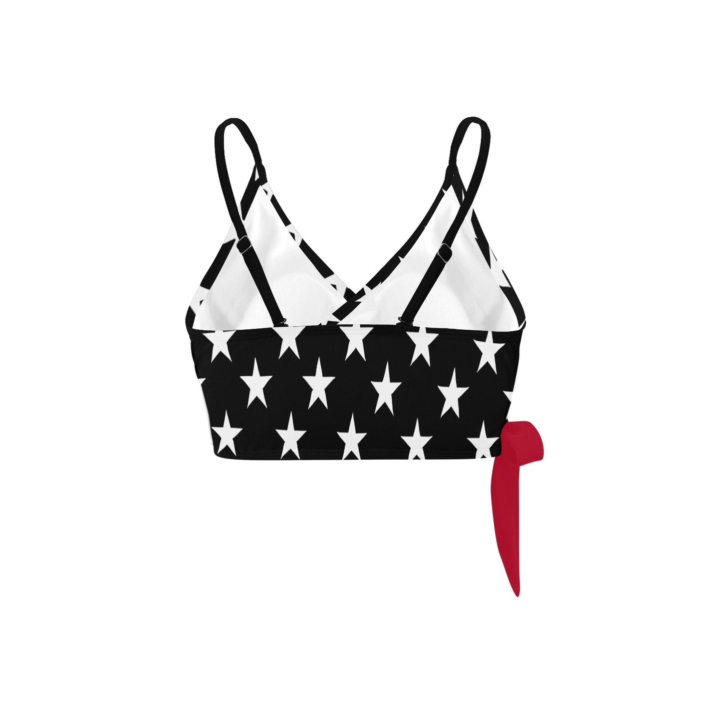 Thin Red Line Flag Inspired Knot Side Bikini Top