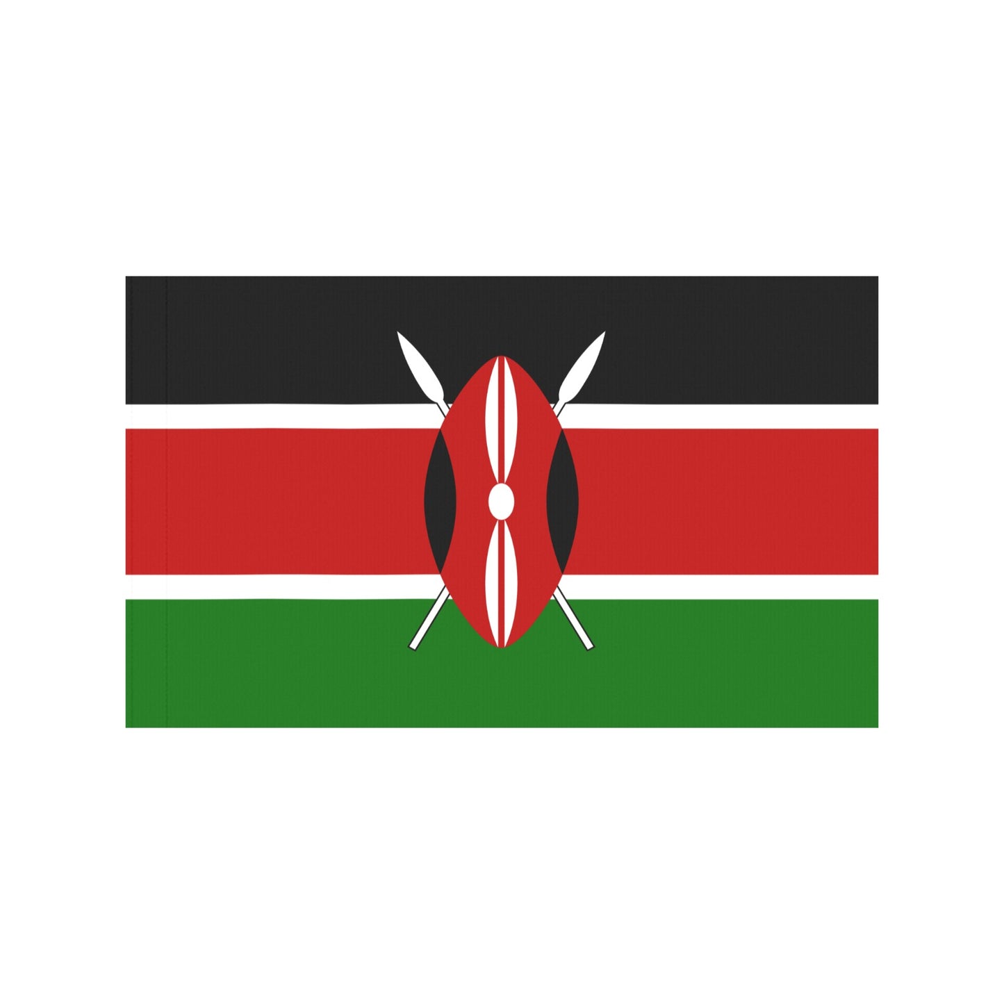 Kenya flag by Luv My Flag with shield design.