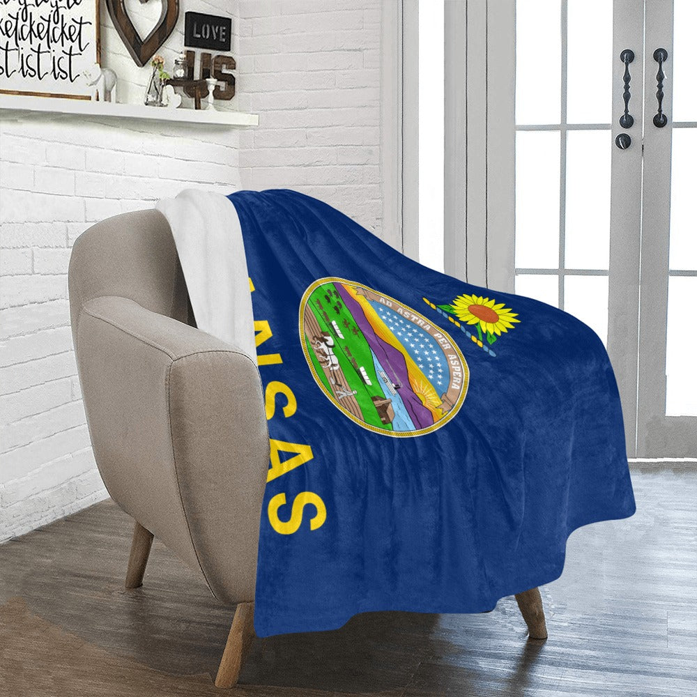 Cozy throw blanket with Kansas design by Luv My Flag.