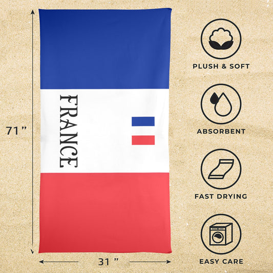 France Flag Beach Towel 31"x71" (Made in USA)
