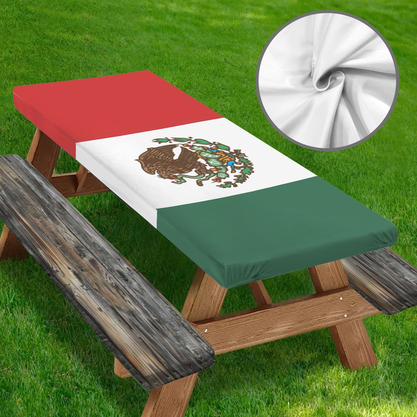 Mexico Flag Inspired Picnic Table Cover (72" x 30") | Ships from USA