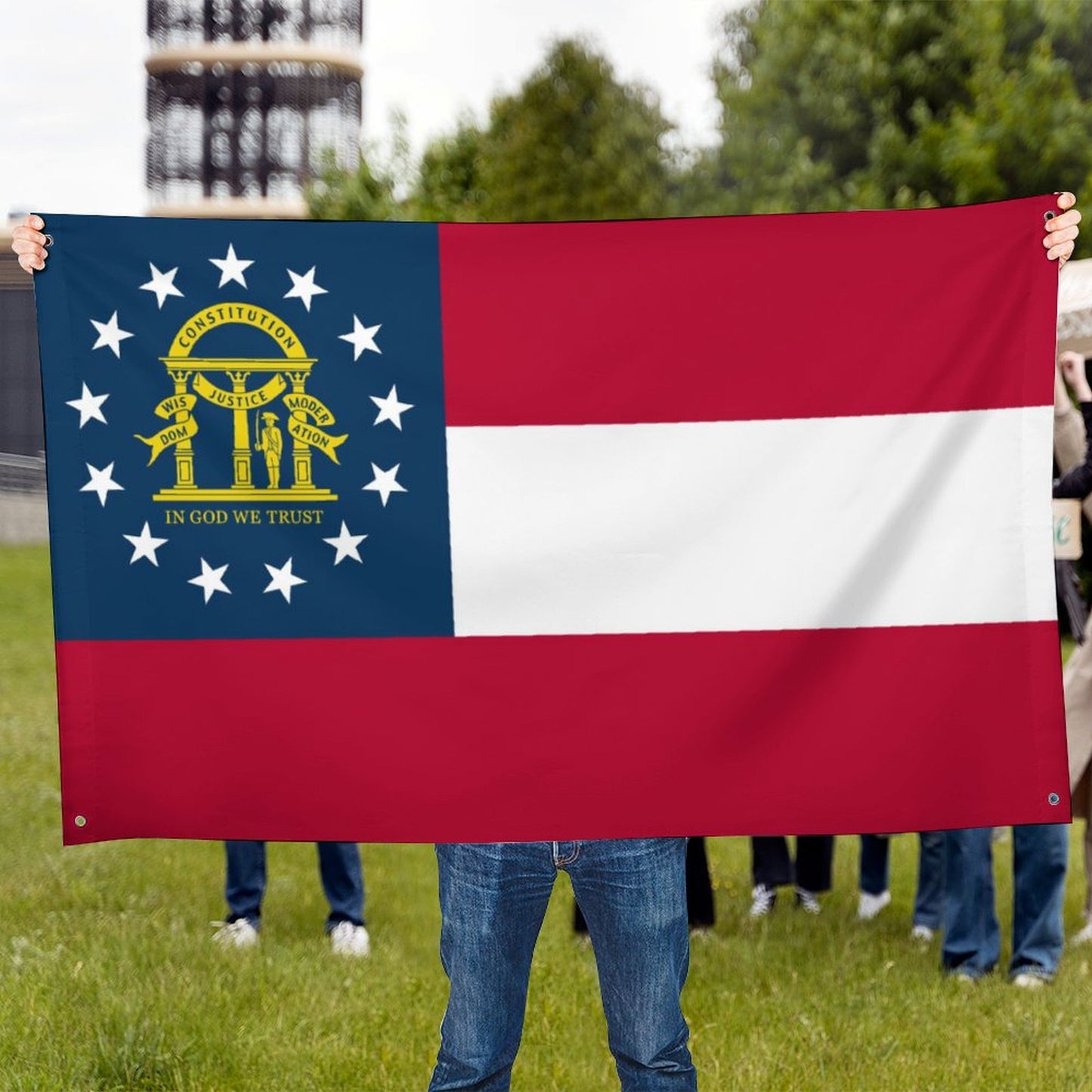 Georgia Flag Inspired Wall Mount Flag with Four Grommets (35x59 in)