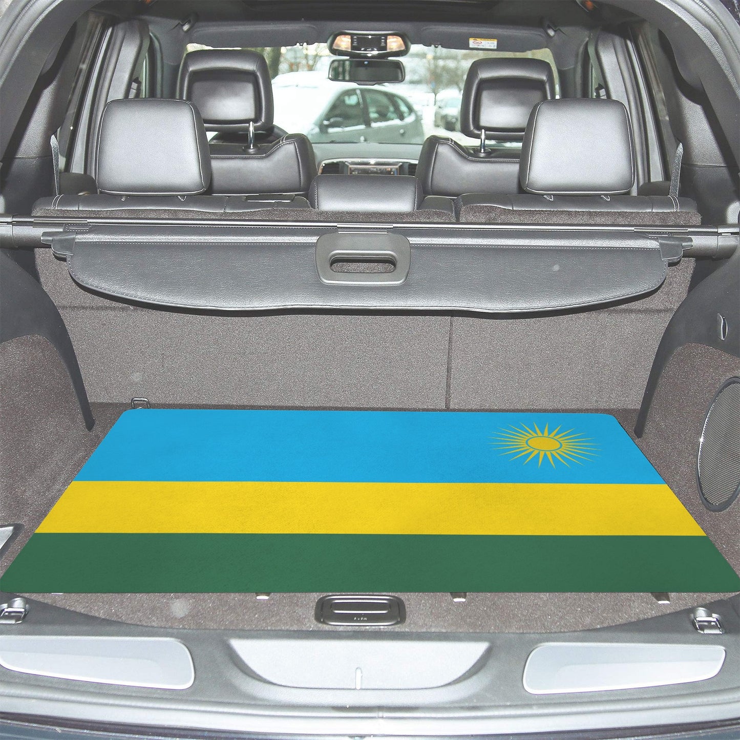 Rwanda Flag Inspired Car Trunk Mat 100 × 75 cm / 39.4 × 30 in Printed in the USA
