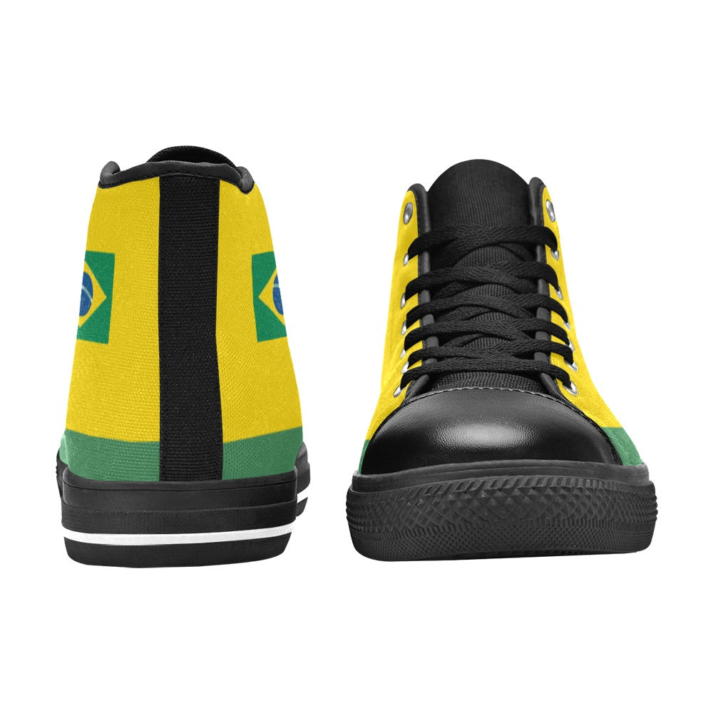 Brazil Flag Inspired Mens High Top Canvas Shoes