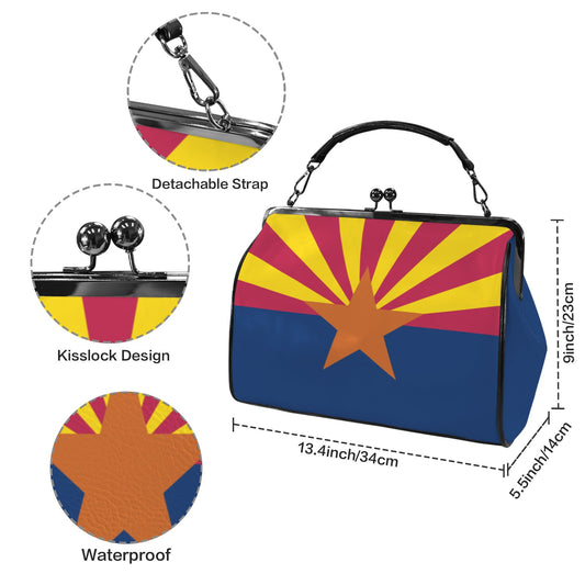Arizona Flag Inspired Kisslock Crossbody Shoulder Bag-Large
