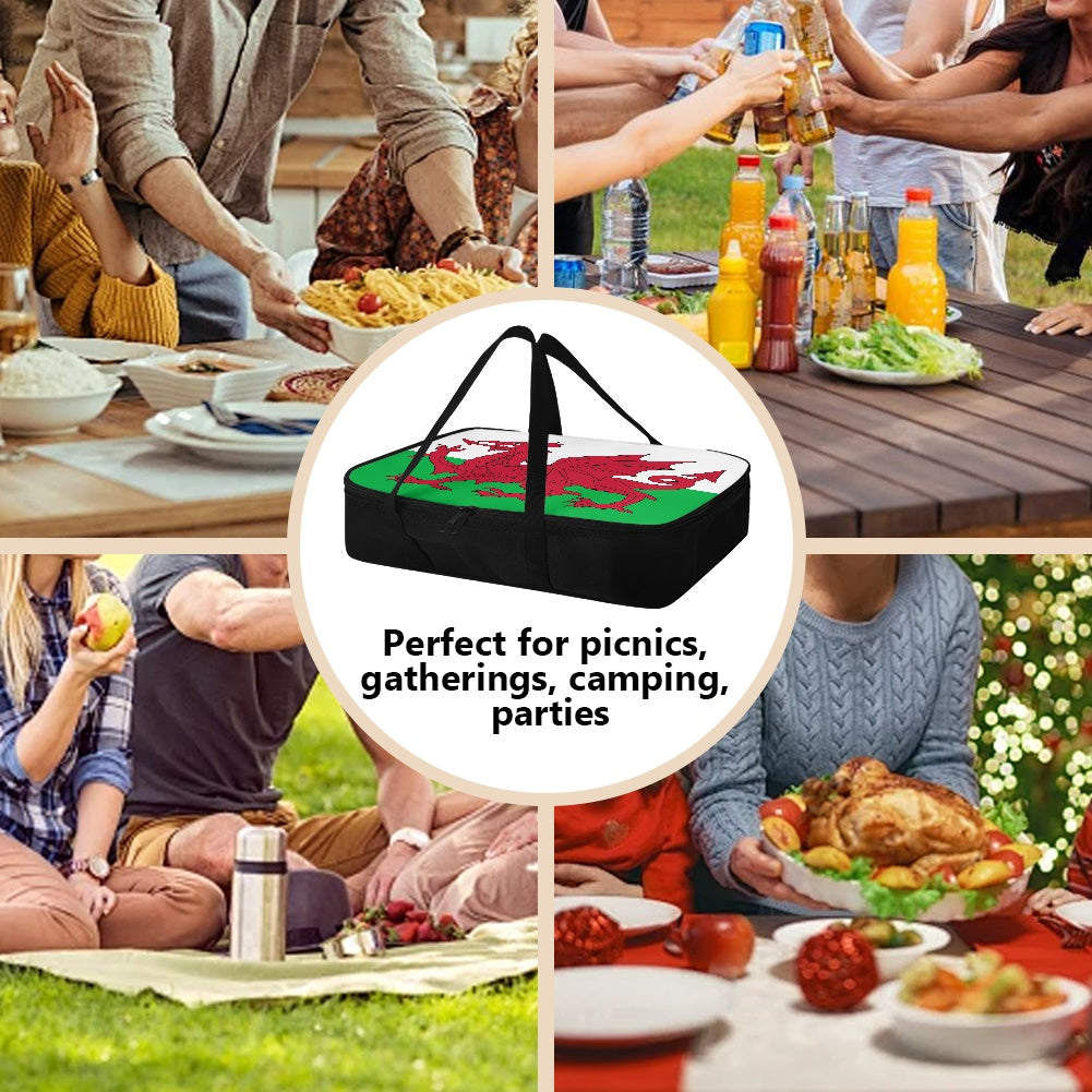 Wales Flag Inspired Insulated Casserole Carrier – Durable Hot & Cold Food Bag