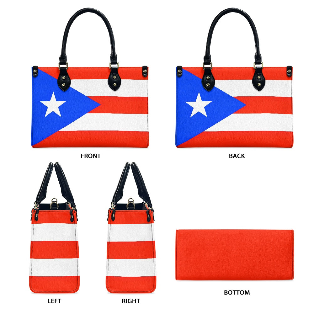 Puerto Rico Flag Bag With Island Swag – PU Leather Purse With Bold Tag - Luv My Flag