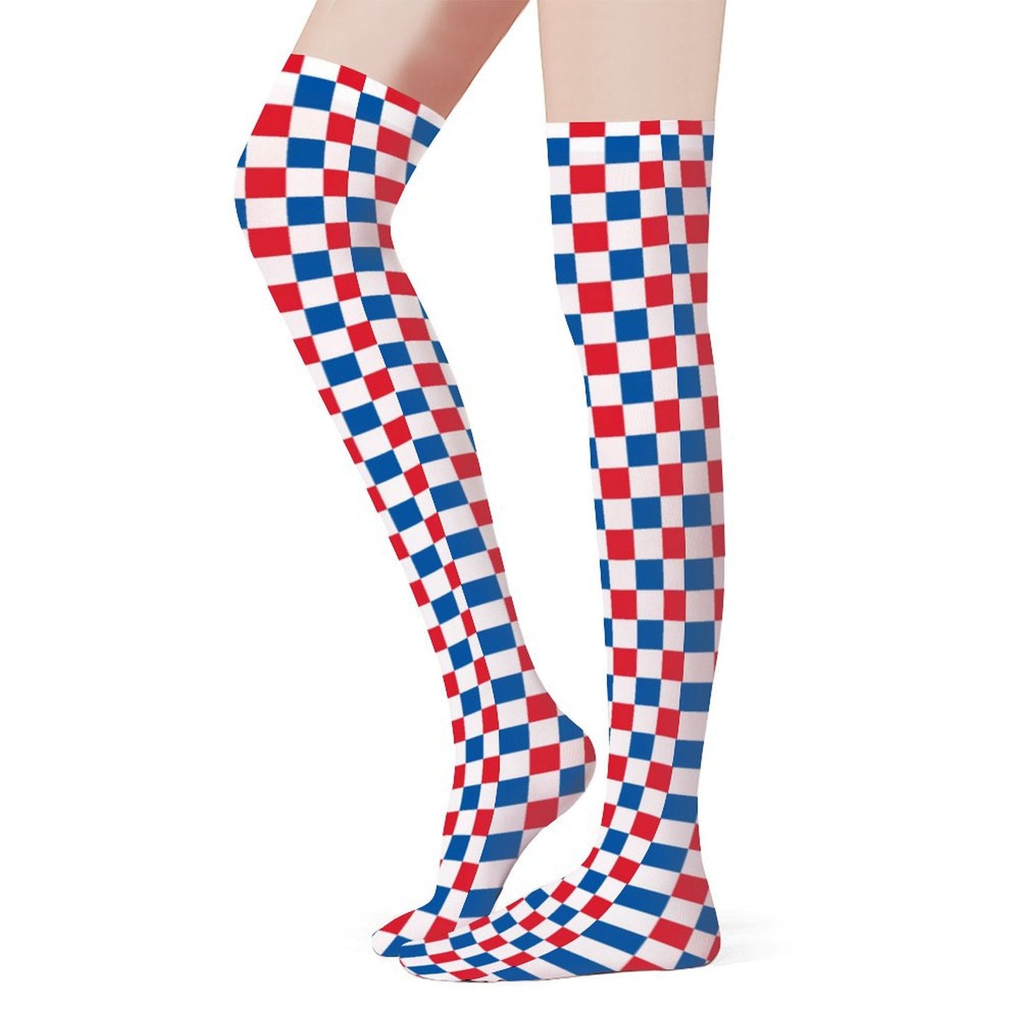 USA/American Flag Inspired Checkered Design Trendy Stockings(Long)