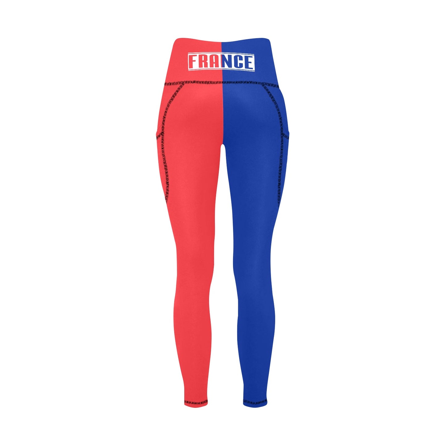 France Flag Inspired Women's High Waist Leggings with Pockets