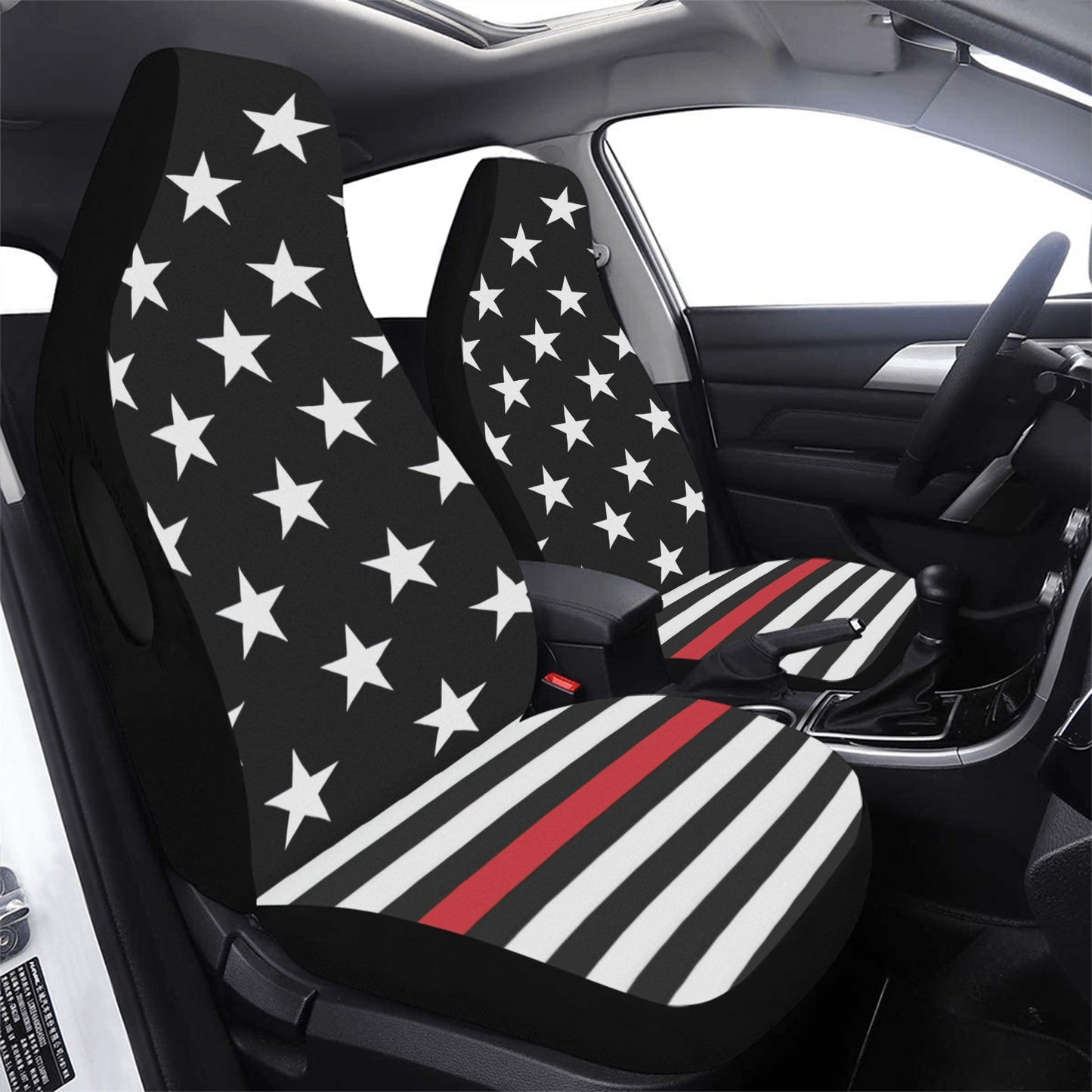 Thin Red Line Flag Car Seat Cover Airbag Compatible(Set of 2)