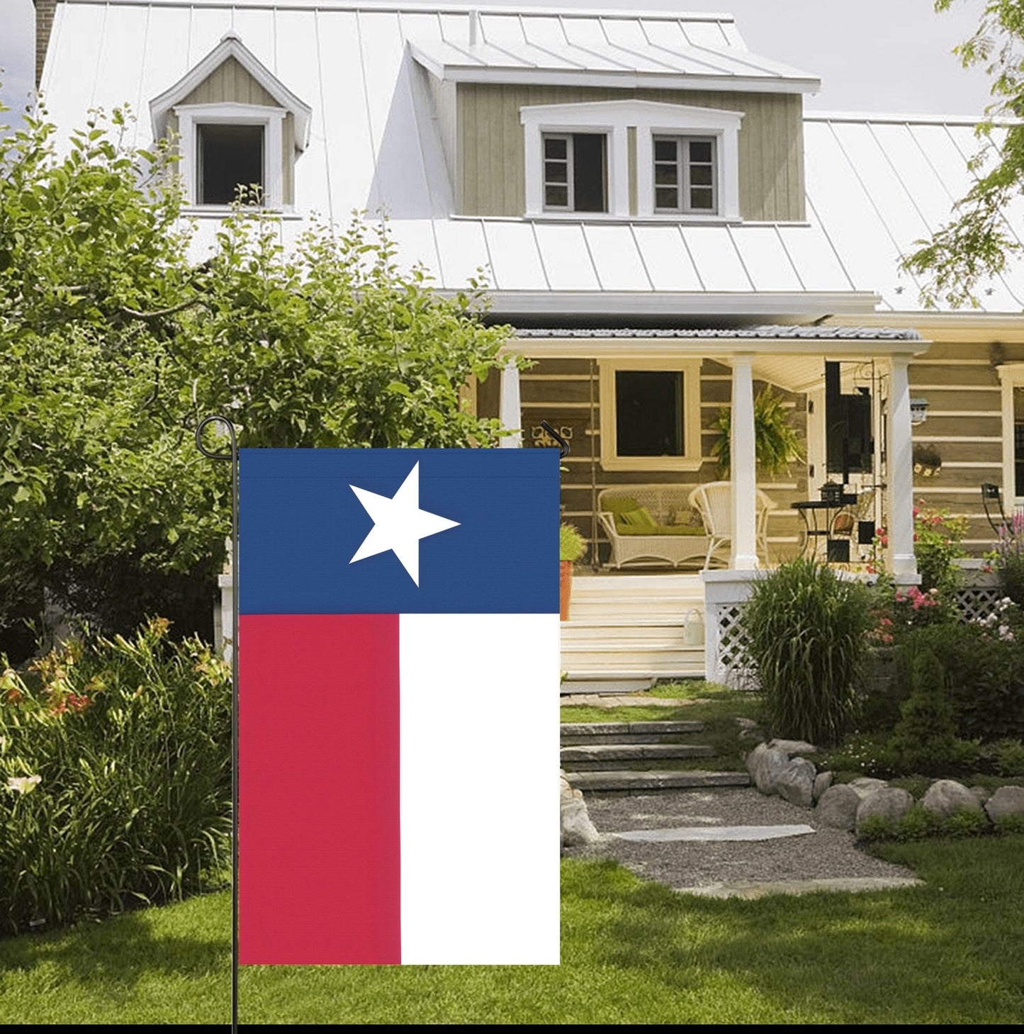 Front yard displaying Texas flag by Luv My Flag.