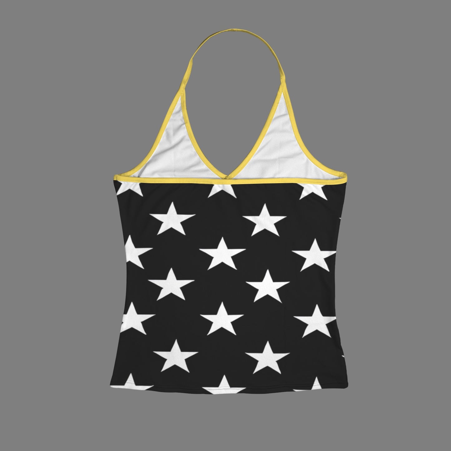 Thin Gold Line Flag Inspired V-neck Halter Open Back Tank Top