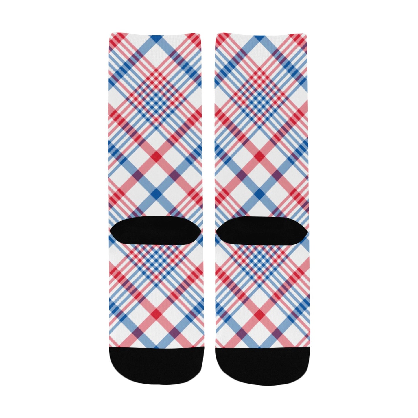 USA/American Flag Inspired Plaid Pattern Kid's Custom Socks (Made in the USA)