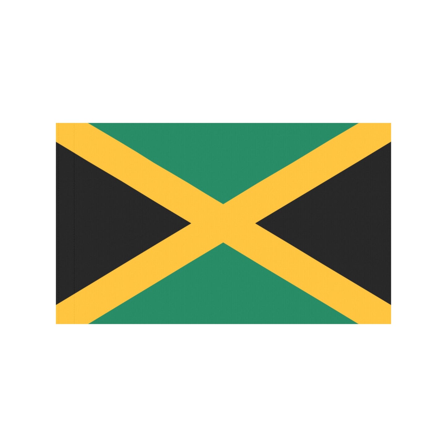 Jamaican flag with green, yellow, black design, Luv My Flag.