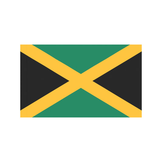Jamaican flag with green, yellow, black design, Luv My Flag.
