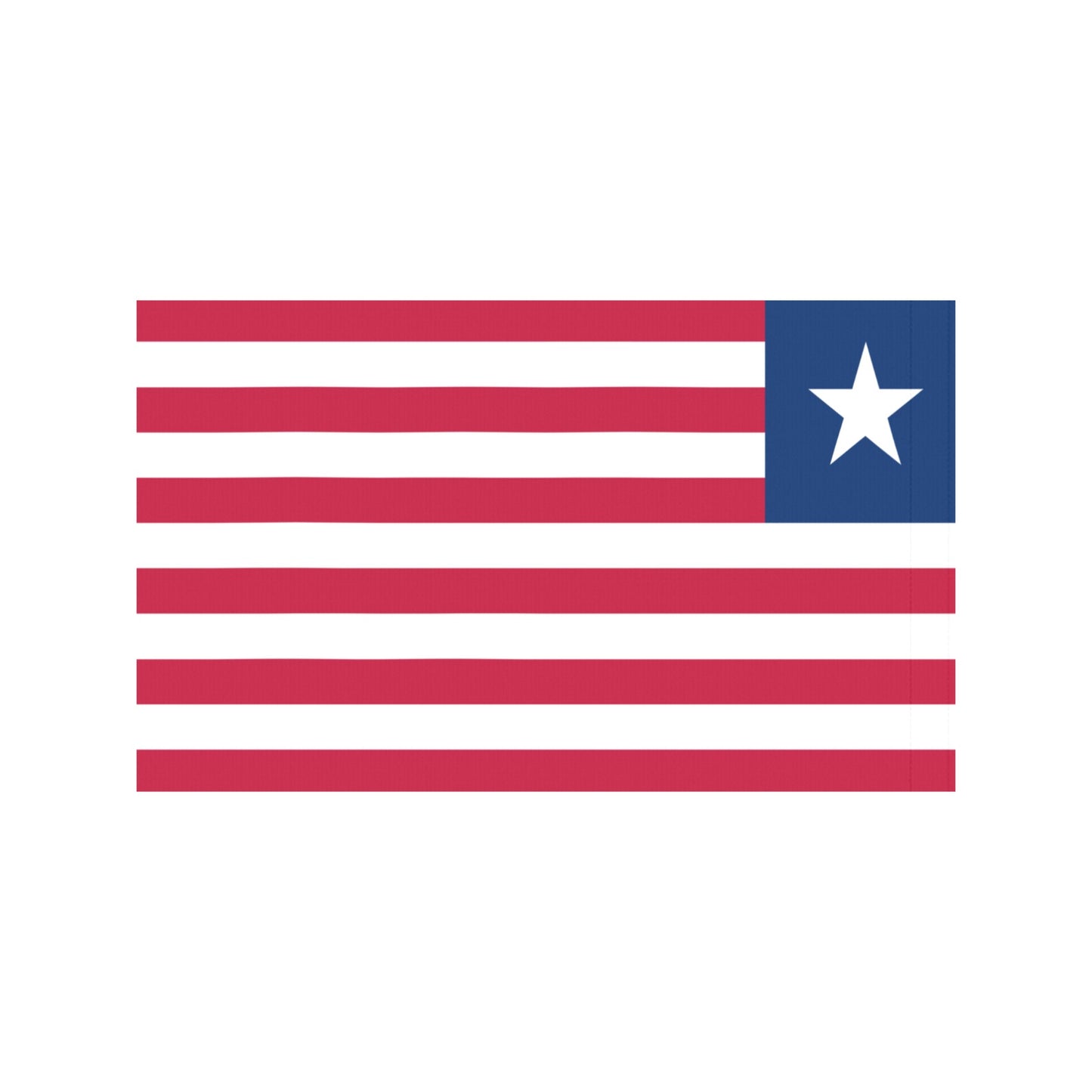 Red-striped flag with blue square, white star, Luv My Flag.