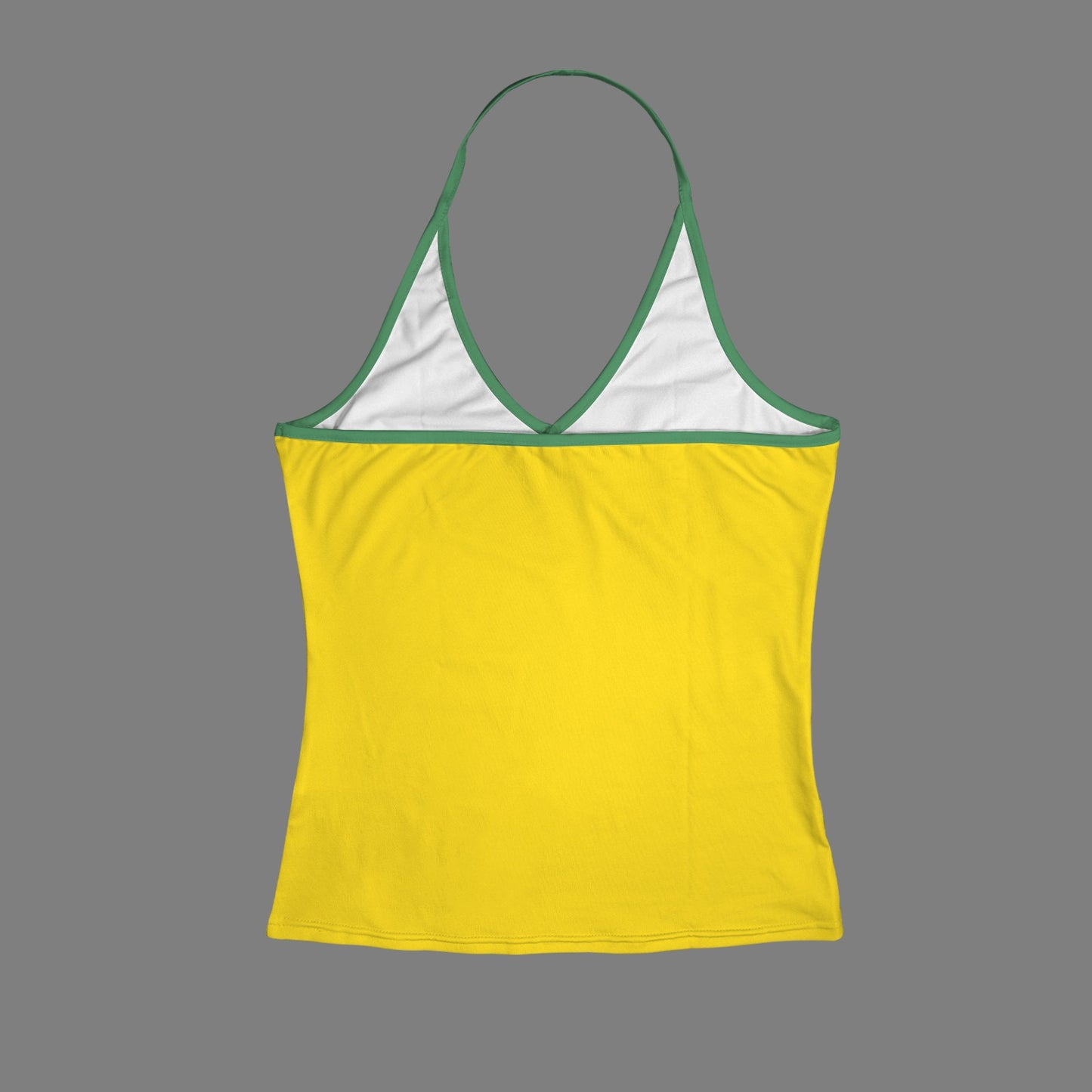 Brazil Flag Inspired V-neck Halter Open Back Tank Top