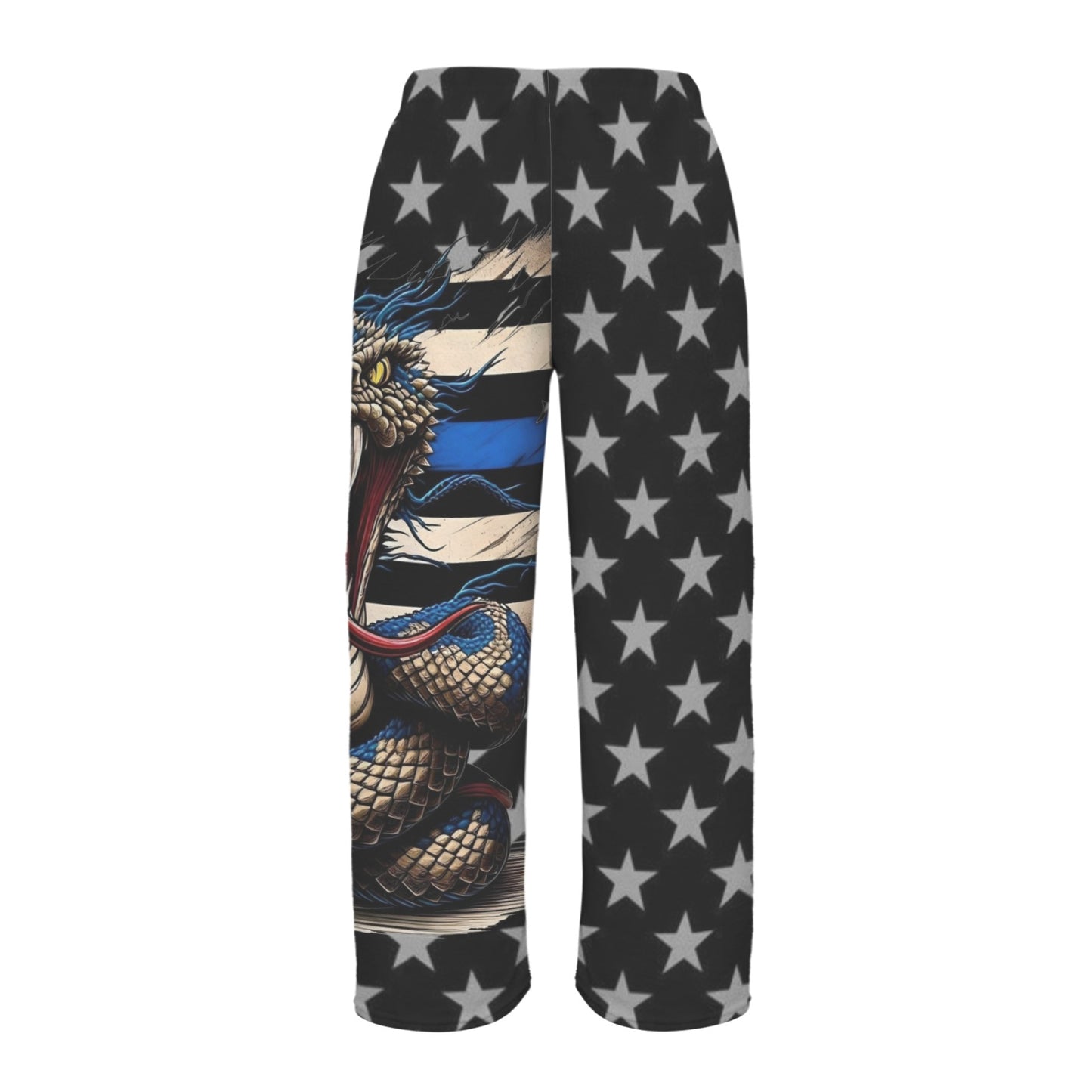 Thin Blue Line Flag Inspired Snake Women's Flannel Pajama Trousers Made in the USA