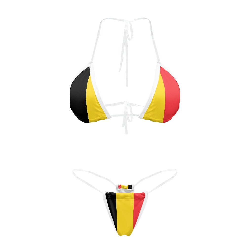 Belgium Flag Inspired Transparent String Thong Bikini