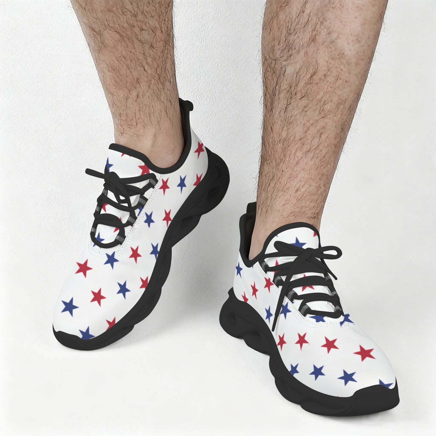 USA/American Flag Inspired Red & Blue Stars Pattern Men's Twisted Sole Sneakers