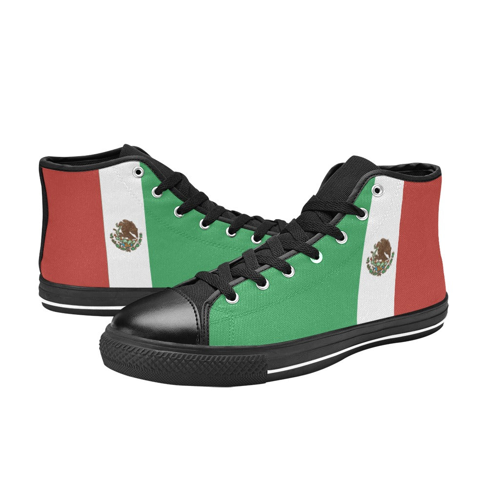 Mexico Flag High Top Canvas Men's Shoes